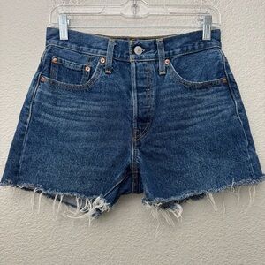 Levi's 501 Jean Cutoff Shorts Button Fly Dark Wash Denim Size 26